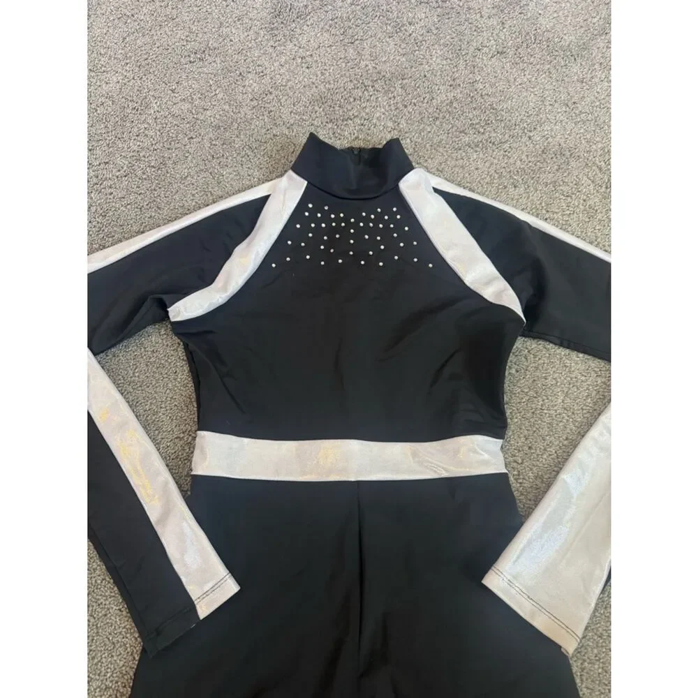 Alexandra Collection Metallic Rhinestone Biketard Costume Sz S